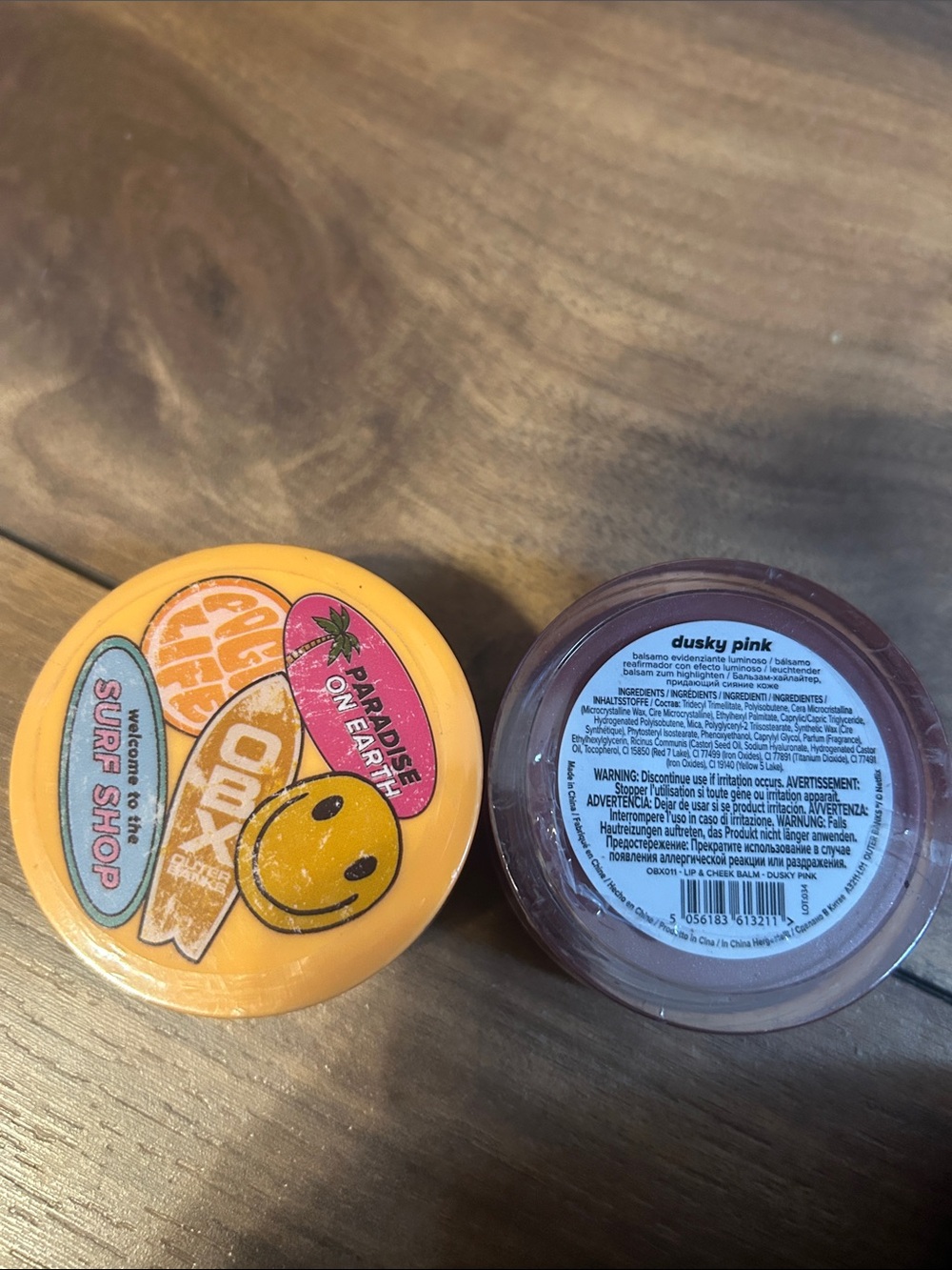 Smiley Stickered Round Cosmetic Tin - Yellow